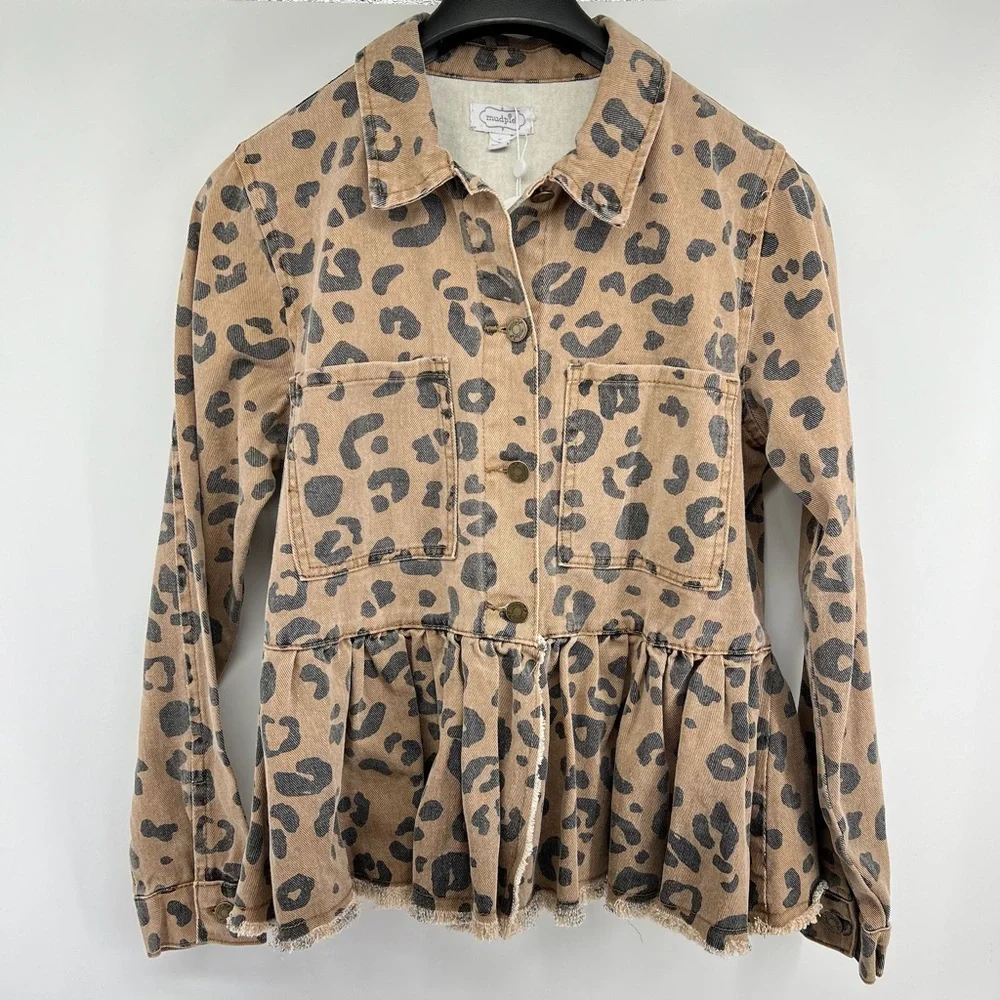 Mud pie Sz Large Leopard Peplum Jacket NWT - Picture 3 of 11